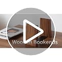 Muso Wood Brown Book Ends - Thickened Wooden Bookends for Heavy Books, Handmade Acacia Decorative Shelving Support