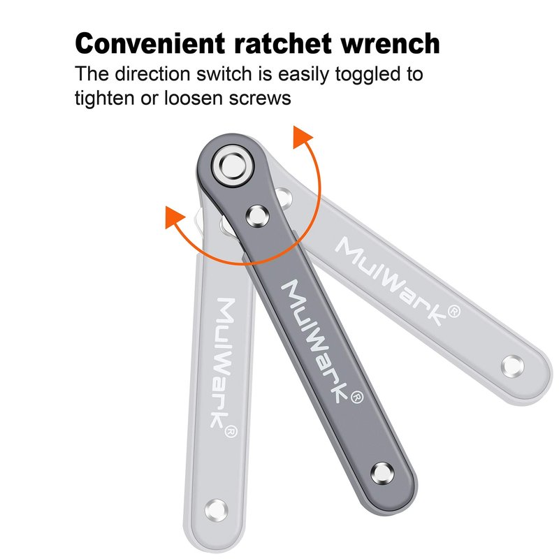 MULWARK 20pc 1/4 Ultra Low Profile Mini Ratchet Wrench Close Quarters Screwdriver Set with High Torque - Right Angle EDC Tool with 90 Degree Mini Offset Reversible Drive Handle & Multi Hex Bits Set