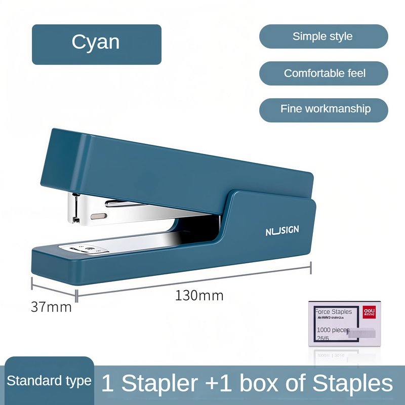 Desktop Stapler, Office Stapler 25 Sheet Capacity with 1000 Staples, Non-Slip for Office, School, Family, Gift (Cyan)