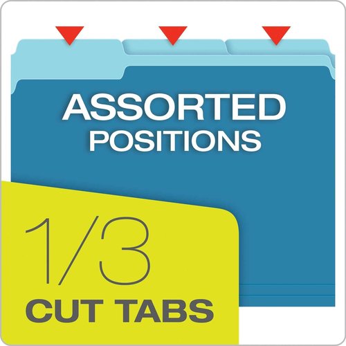 Pendaflex Two-Tone Color File Folders, Letter Size, Blue, 1/3 Cut, 100 per Box (152 1/3 BLU) & File Folders, Letter Size, 8-1/2" x 11", Classic Manila, 1/3-Cut Tabs in Left, Right