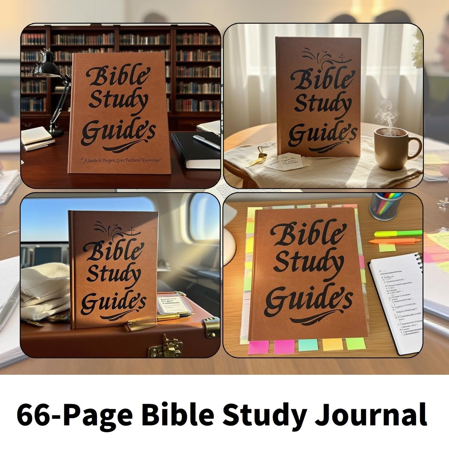 Skiennix Bible Study Guide Journal - 66-Page PU Leather Notebook for Beginners | Daily Scripture Quotes & Prayer Reflections