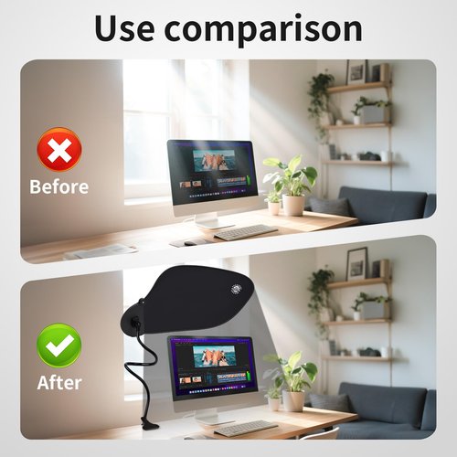 HOSASSPER Office Desk Shade & Cubicle Privacy Cover - Adjustable Light Blocker with Glare Protection, Professional Foldable Workspace Accessory, Black