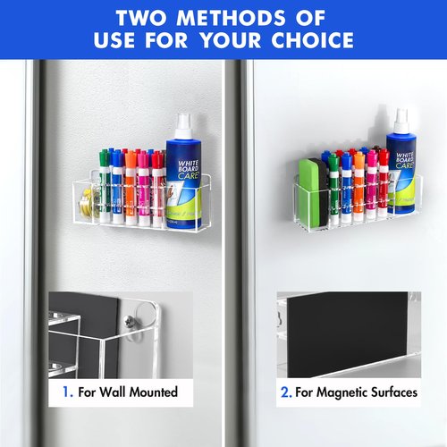 Banafich Magnetic Dry Erase Marker Holder for Whiteboard, Wall Mount Pen Holder for Refrigerator, Clear Pencil Holder for Fridge, Strong Magnet Locker Organizer for Classroom, Office