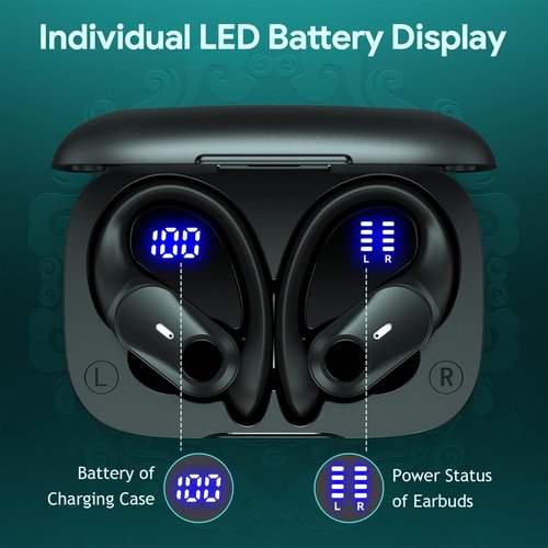 Skiennix Active Noise Cancelling Wireless Earbuds - 80H Playtime, Hi-Res Sound, Black