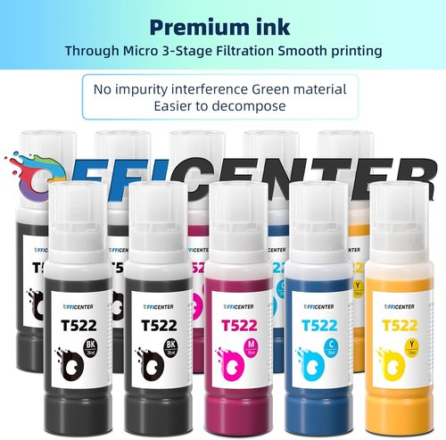 OFFICENTER 10-Pack Ink Refill Bottles - Compatible with Ecotank ET-2800, ET-2720, ET-4800 Printers