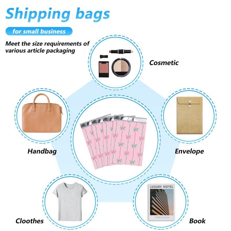 Jowlroel Poly Mailer 12x15.5 Inch 50 Pcs, Waterproof and Tear-Resistant Shipping Bags for Clothing, Cute Mailing Bags with Self-Seal, Bow Printed Packaging Bags for Small Business
