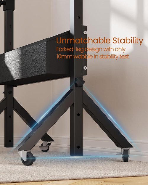 ErGear Mobile Standing Desk - Adjustable Height 28.3″ to 46.1″ | Rolling Laptop Cart with Cup Holder & Storage Basket - Black (31.5″ x 15.75″)