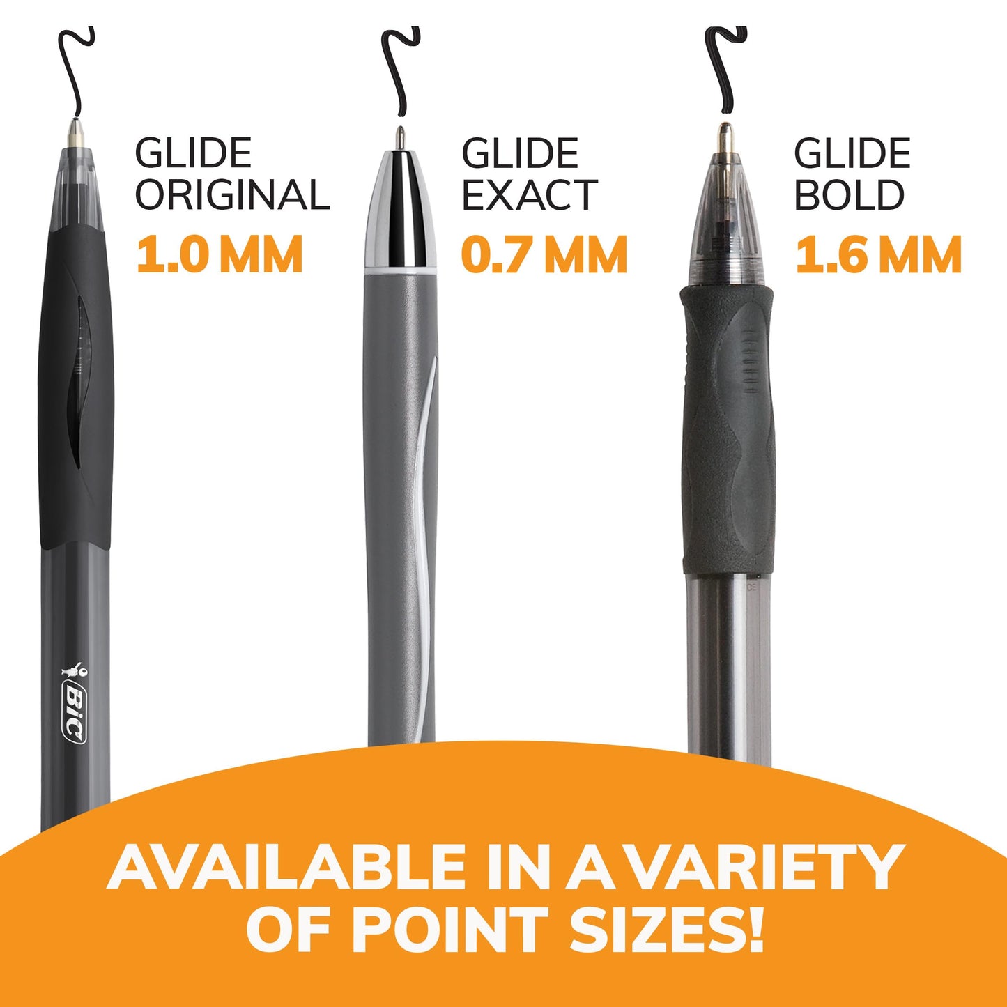 BIC Glide Bold Black Ballpoint Pens, Bold Point (1.6 mm), School Supplies for Students and Teachers, with Full Grip, 12-Count Pack in Black
