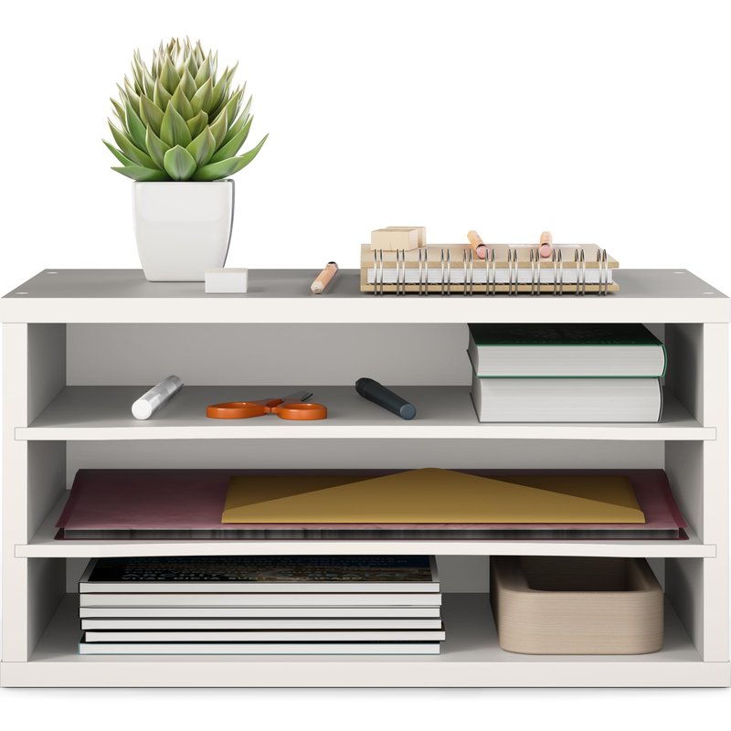 Ballucci Paper Organizer, 3-Tier Stackable Wood Desk Organizer, Document File Organizer and Mail Sorter with Adjustable Storage Shelves, White