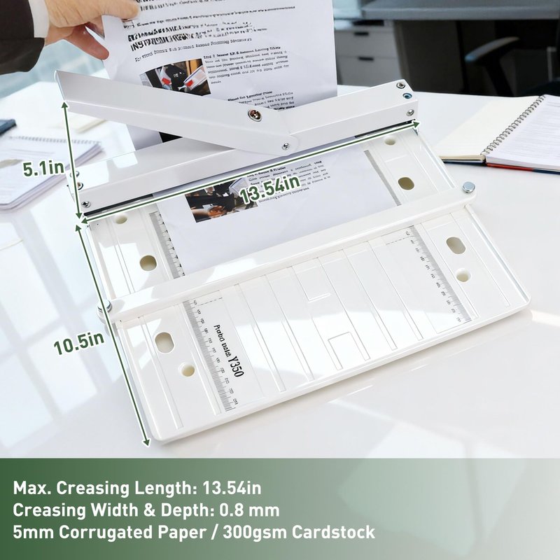 13.78 Inch Manual Paper Creaser, Creasing Machine with Extended Positioning Block, Accurate Folding Tool for Cardstock Brochures Invitations Book Covers, Portable Stable Paper Creasing Machine