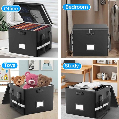 Upgraded 5200°F File Box with Lock, 6 Layers of Functional Materials of Fireproof Document File Organizer Box with Water-Resistant Zipper & Adjustable Handle