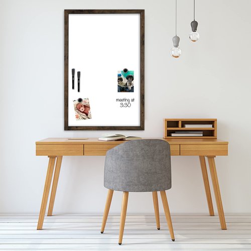Loddie Doddie Magnetic White Board 24" x 36" - Magnetic Dry Erase Board with Built-in Marker Tray - Rustic Wooden Frame - Whiteboard Wood Frame