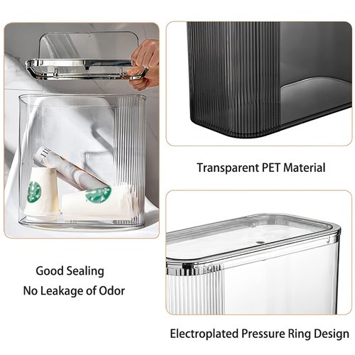 Aiabaleaft Transparent trash can Wastebasket, Bathroom Trash Can with Lid, 3.5 Gallon Kithen Garbage Can for Bathroom, Bedroom, Kitchen, Office, Craft Room (Transparently)