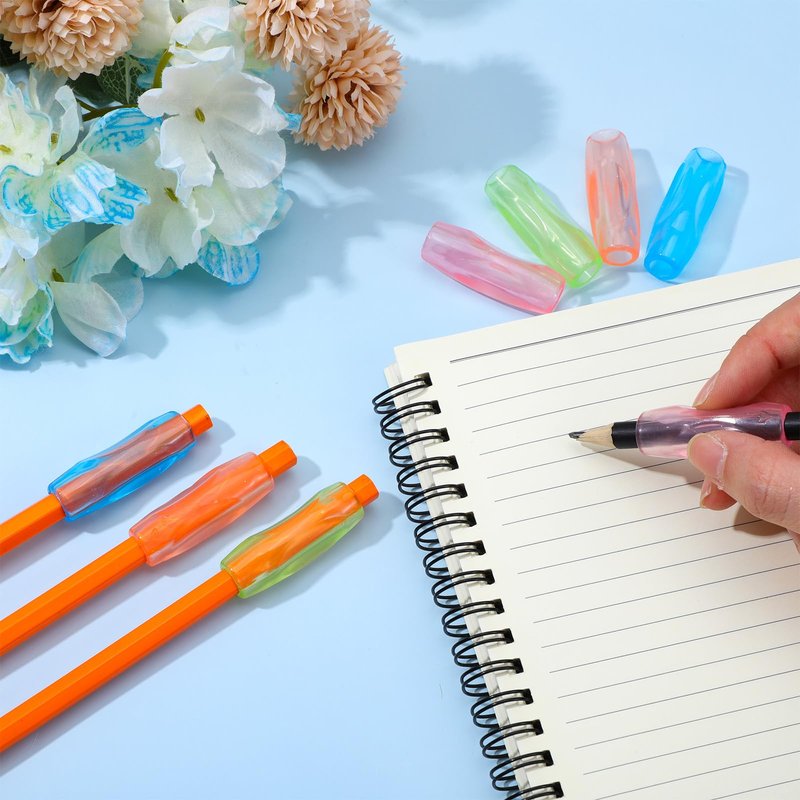 8-Pack Silicone Grippers for Pencils with 3 Concaves, Ergonomic Comfort Pencil Grippers for Relieving Fingers Fatigue Writing Aid Universal Pencil Gripper for Kids Adults Handwriting