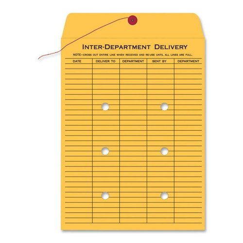 Quality Park 10 x 15 Inter-Departmental Envelopes with String & Button Closure for Interoffice Routing, 32 lb. Brown Kraft, 100/Box (QUA65354)