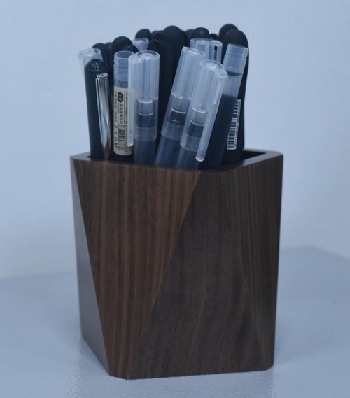 Kuncottz Black Walnut Wooden Desk Organization Pen Holder, Stationary Pen Organizer Dual-Purpose Art Supply Pencil Cup Holder for Office, School, Home