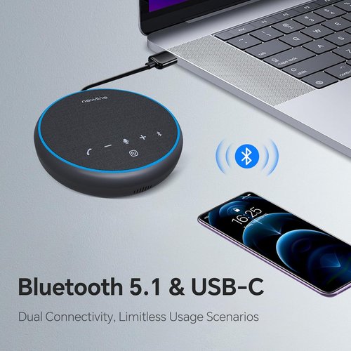 N Newline Conference Speaker - 360° Voice Pickup & AI Noise Reduction | USB & Bluetooth, 12H Call Time for Home Office & Meetings