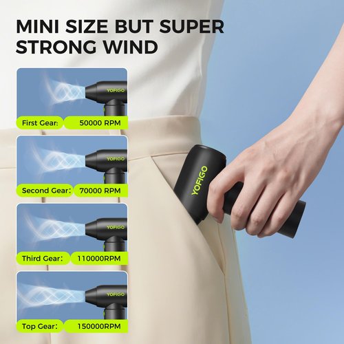 Compressed Air Duster – 150000RPM Rechargeable Electric Dust Blower in 4-Gear Adjustable with 4400mAh Battery, Mini Aluminum Handheld Compressed Air Cleaner for Computer, Keyboard, Car & Home