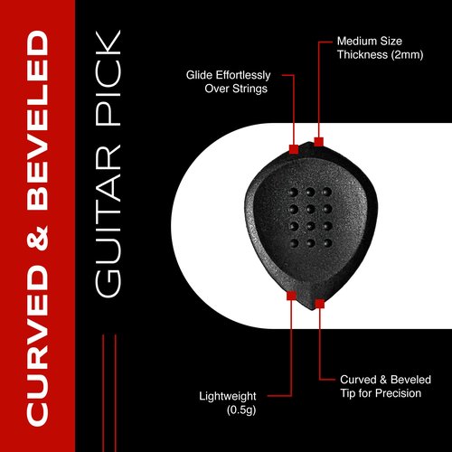 Acoustik Attak STEALTH Structured Guitar Pick - Small Beveled Guitar Picks, Unique Tone (10 Pack, Black)