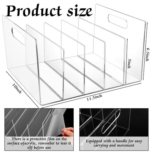 Affrolling 2 Pcs Acrylic File Organizer 5 Slots Acrylic File Sorter Clear Desktop File Collator Acrylic Desk Organizer Sturdy Acrylic File Folder Holder for Mail Letter Paper Document Office Home