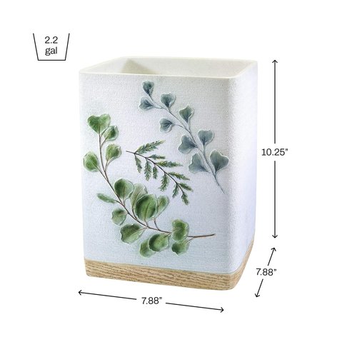 Avanti Linens - Waste Basket, Decorative Trash Can, Guest Bathroom Essentials, Botanical Inspired Home Decor (Ombre Leaves Collection)