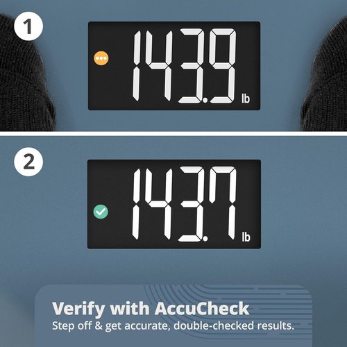 Greater Goods AccuCheck Digital Scale - High-Precision Bathroom Scale with 400 lb Capacity & Backlit Display | Stone Blue