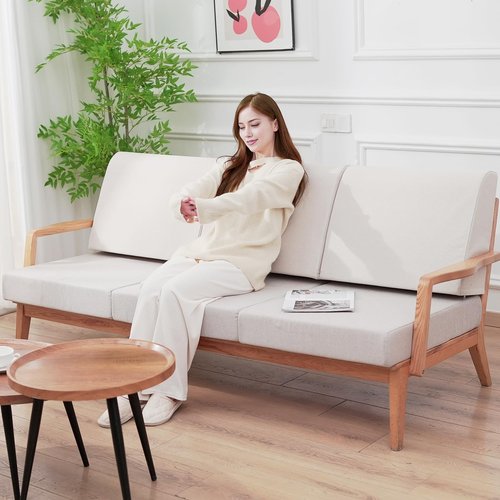 M Mute Touch Couch Back Cushions Pillows, Wedge Pillow for Couch & Bed, Back Lumbar Support Pillow, High-Density Foam Backrest Cushion with Linen Cover for Back Pain Relief