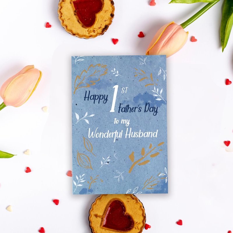 GVMGVM 1st Fathers Day Card for Husband, Romantic First Fathers Day Card for Husband From Wife, Happy 1st Father's Day Cards Gift for Hubby