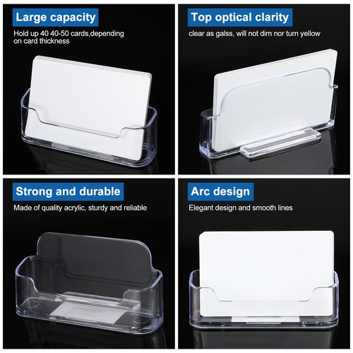 Bucherry Acrylic Business Card Holder Clear Desktop Business Card Holder Display Desk Stand for Office Exhibition Paper Brochure Supplies(24 Pieces)