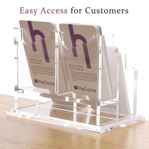 Business Card Holder Vertical Business Card Display for Desk 4 Slot Acrylic Cards Stand for Women and Men (4 Slot Vertical)