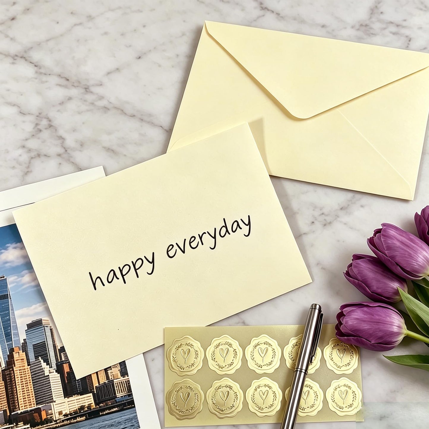 30 Pack 5x7 Inch Envelopes with Gold Seal Stickers, A7 Envelopes for Wedding Invitations, Greeting Card (30, Beige)