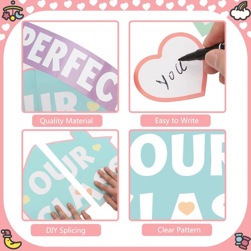 EIHFHIE 52 Pcs Pastel Pop Classroom Decor, Our Class is a Family Picture Frame Bulletin Board Sets for Back to School Nursery Chalkboard Wall Door Decor Teacher Supplies