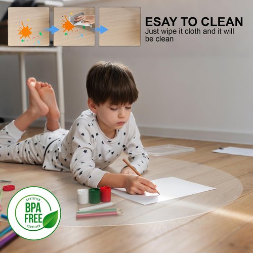 Desk Chair Mat for Hard Floor,36" x 36" Desk Mat Comfortable and Non-Skid Office Chair Mat Protect Your Floors from Damage, Easy Glide Rolling Plastic Floor Mat for Work,Home