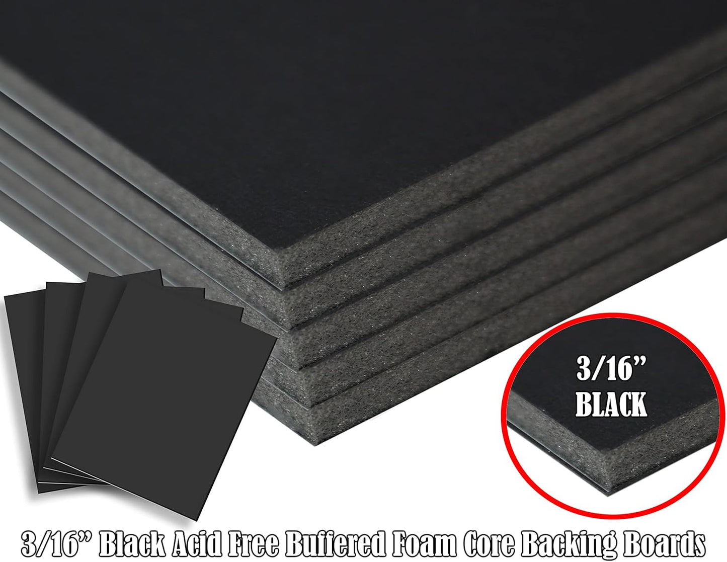 Black Foam Board - 18x24 Inch | 50 Pack of 3/16 Inch Thick Foamcore for Quality Poster Backing