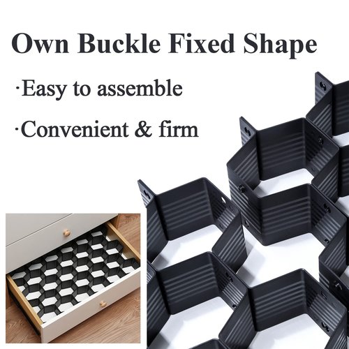 Natzerat Honeycomb drawer organizer and divider, underwear, socks, tie sorter, office supplies and sundry sorting 32 pieces (Black)
