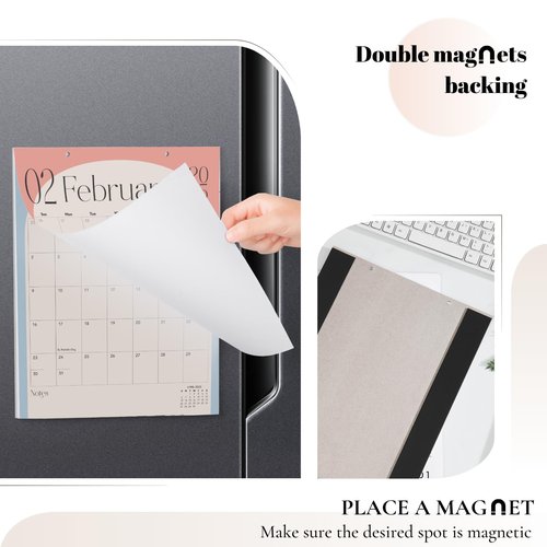 Vertical Arc Design Magnetic Calendar for Fridge January 2025 - June 2026, 13.5x11 Inches 18-Month Fridge Calendar Magnet, Perfect for Double Door French Fridge