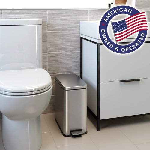 iTouchless SoftStep 3 Gallon Small Bathroom Slim Step Trash Can with Odor Control System & Removable Inner Bucket, Fingerprint-Proof Stainless Steel Wastebasket for Bathroom, Office and Tight Spaces