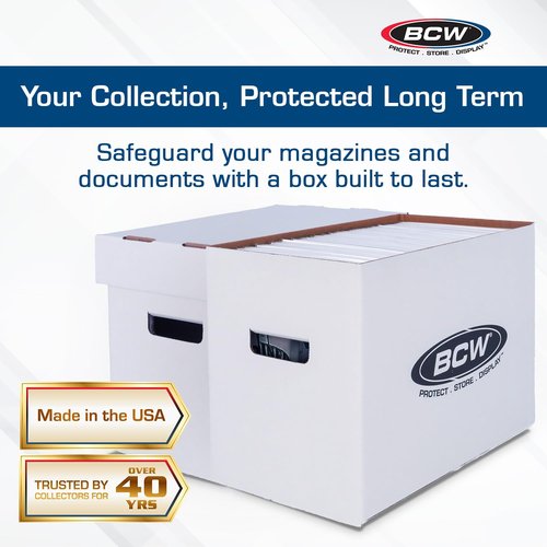 BCW Magazine/Document Storage Box 10-Pack | Durable Cardboard Filing Box