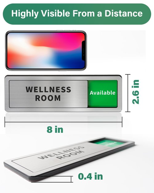 Conference Room Office Door Signs Do Not Disturb, In Use/Available Slider Sign for Home Office Wellness Conference Vacant Occupied Privacy Sliding Door Sign,Brushed Silver