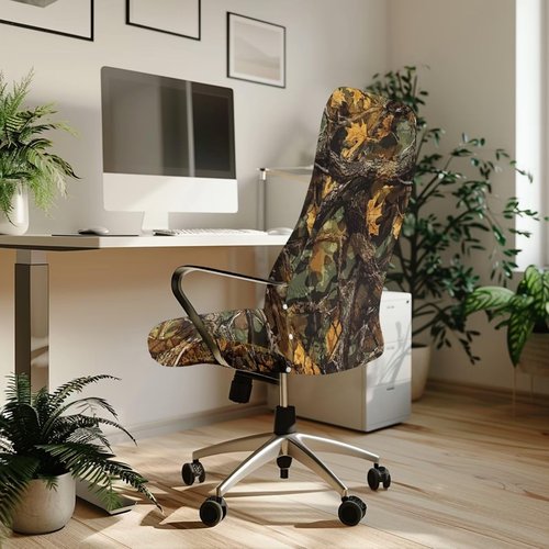 Wanyint Camo Hunting Forest Branch Office Chair Cover Universal Computer Chair Slipcover High Back Computer Chair Cover for Boss Rotating Chairs Easy to Install Machine Washable, L