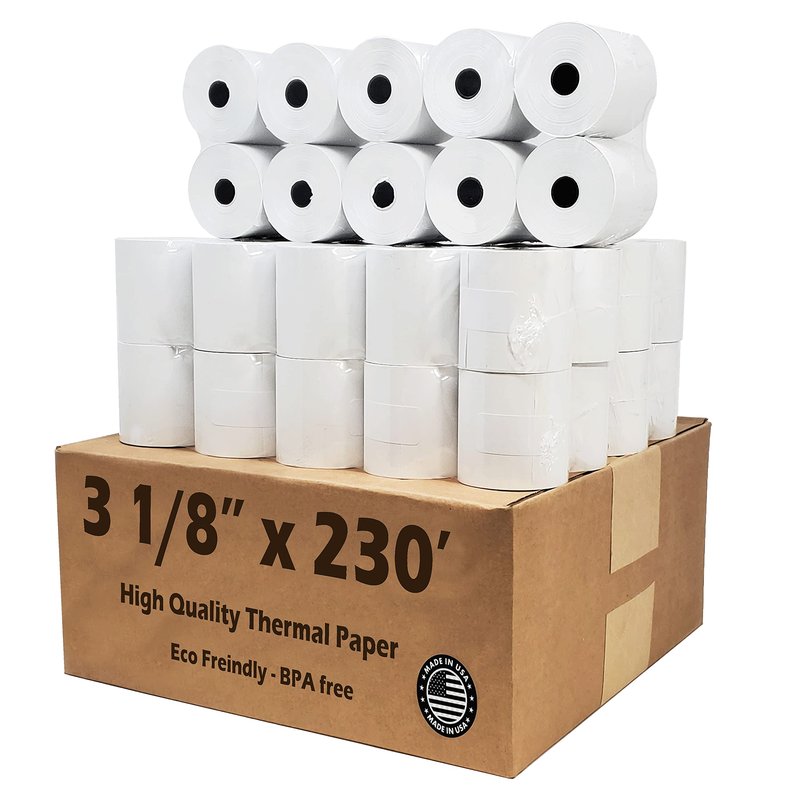 54 GSM CLOVER PoS 3-1/8" x 230' THERMAL RECEIPT PAPER - 50 NEW ROLLS by Nayelish RITEMADE for Clover Station Point-of-Sale System