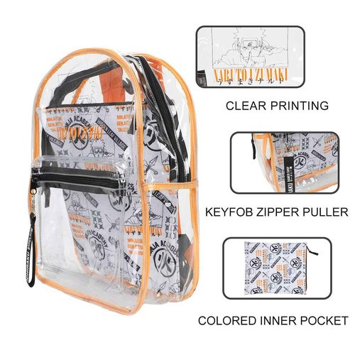 Bioworld Naruto Shippuden 17 Clear Plastic Backpack with Removable Laptop Pocket