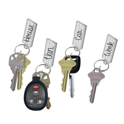Lucky Line Key Tag with Tang Easy Key Ring, Clear, Box of 100 (1230010)