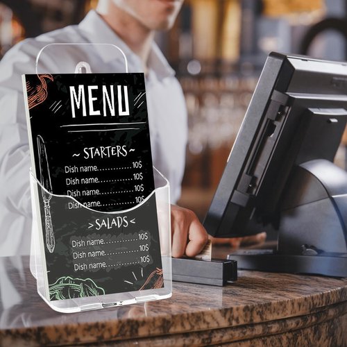 Cabaubl Acrylic Brochure Holder 4x9 Inches,4 Pack Plastic Flyer Holder,Clear Display Stand,Clear Literature Holder,Pamphlet Holder Wall Mount Countertop Organizer for Display Flyer, Brochure Booklets