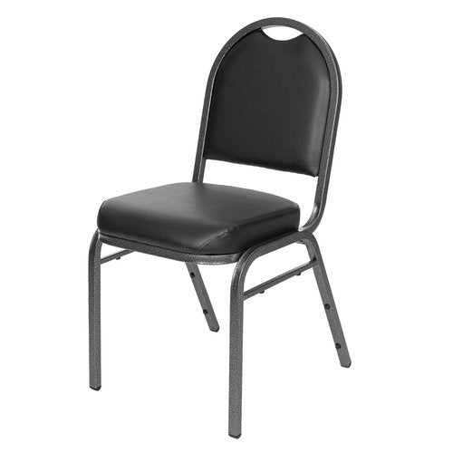 OEF Furnishings (Pack of 2) Premium Vinyl Upholstered Stack Banquet Chair, Black/Silver