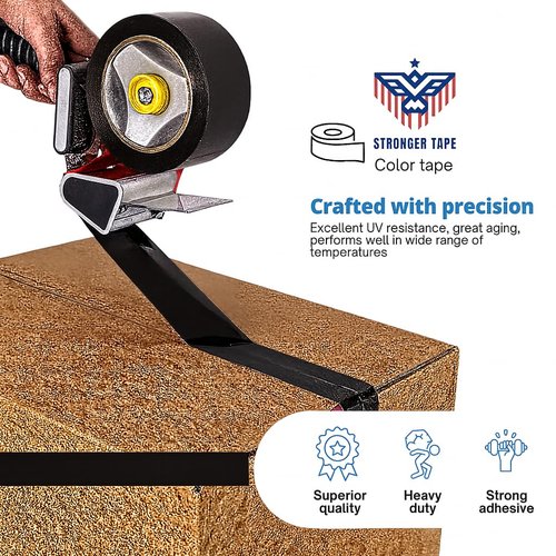 Black Carton Sealing Tape, 2 x 110 Yard, 2.0 mil Thick, Heavy Duty (1 Roll) for Moving, Packing, Shipping and Storage