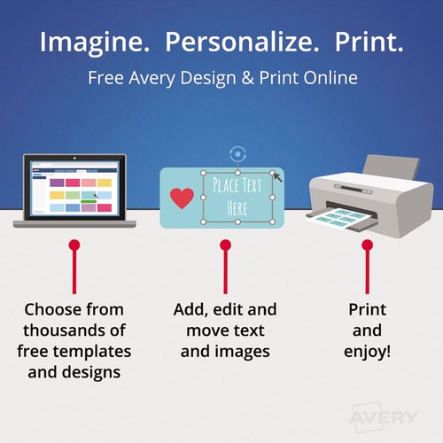 Avery Name Badge Labels - Flexible Laser/Inkjets - White with Blue Border - 2 1/3" x 3 3/8" - 400 Labels