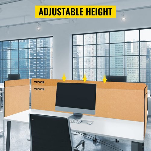 VEVOR Desk Divider 60'' Desk Privacy Panel, 3 Panels Privacy Acoustic Panel, Sound Absorbing Acoustic Privacy Panel, Reduce Noise and Visual Distractions, Lightweight Clamp-on Divider Yellow