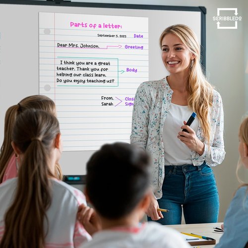 SCRIBBLEDO 24ā x 30ā Giant Magnetic Notebook Paper For Classroom Elementary Classroom Must Haves for Teachers Elementary Dry Erase Magnetic Lined Paper for Whiteboard Notes Lists and Handwriting
