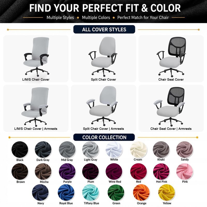 DIVA EN CAMINO DEC Universal Stretch Office Chair Cover with Durable Zipper, Soft Slipcover for Desk or High Back Chair